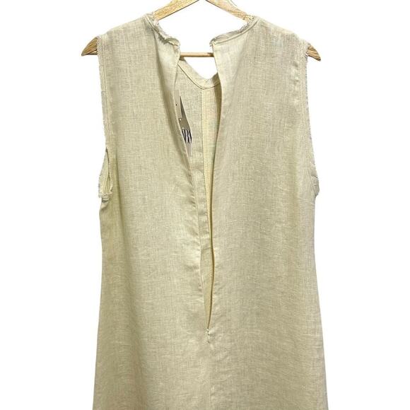 NWT ZARA 100% Linen Minimalist Sleeveless Shift Natural Vanilla  Midi Dress - Picture 8 of 14